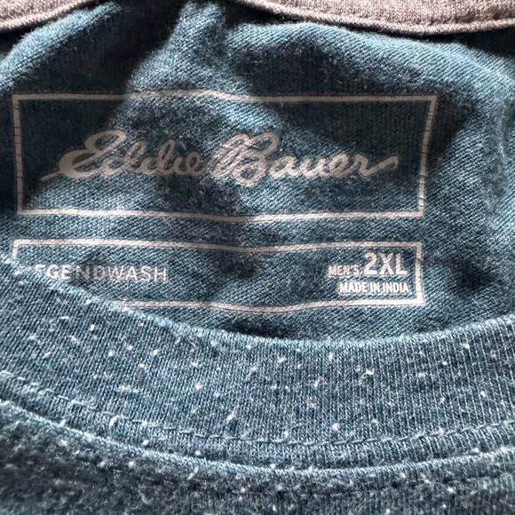 Eddie Bauer Graphic T-Shirt -XXL-Teal Blue/Black Print - Picture 5 of 7